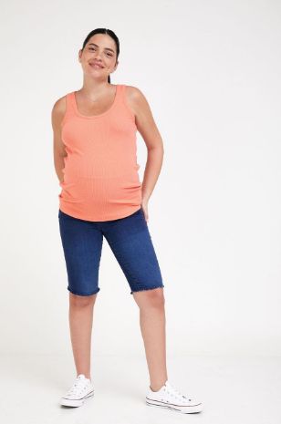 ג'ינס להריון אוליביה אורך ברך כחול