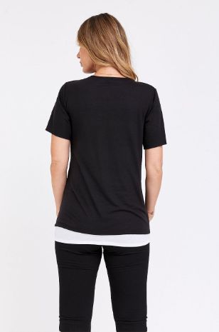 חולצת הנקה חצי שרוול שחור לבן