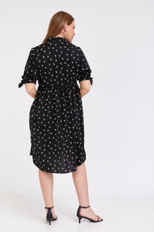 שמלת הריון סטלה שחור מודפס