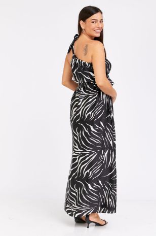 שמלת הריון הרמיוני מנומר שחור לבן