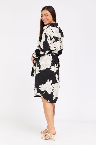 שמלת הריון רומא הדפס שמנת שחור