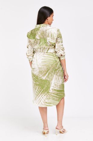 שמלת הריון רומא ירוק שמנת 