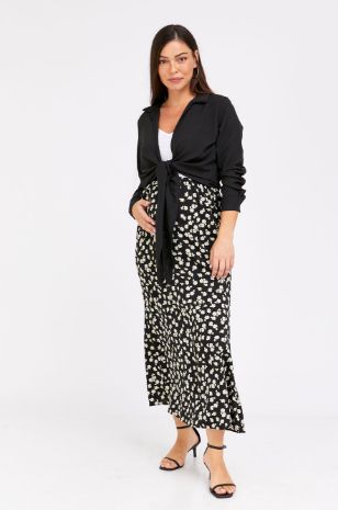 חצאית הריון זוהרה ירוק פרחוני 