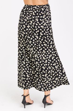 חצאית הריון זוהרה שחור פרחוני 