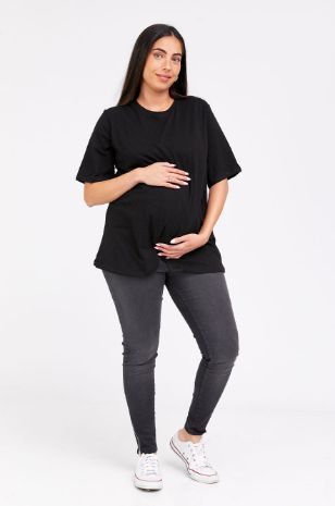 חולצת מעטפת להנקה ש.קצר ג'ינס