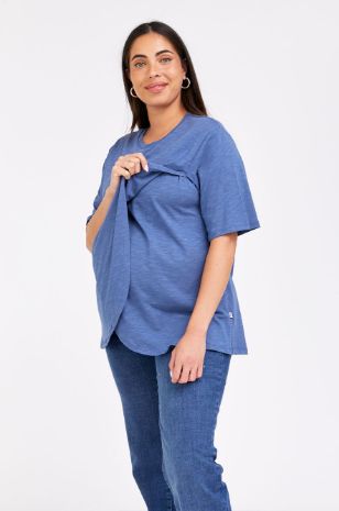 חולצת מעטפת להנקה ש.קצר ג'ינס