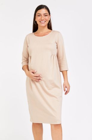 שמלת הריון אלומה שחור פס שמנת