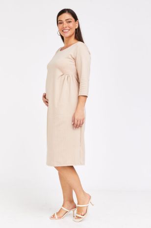 שמלת הריון אלומה פודרה פס שמנת