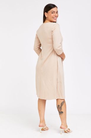 שמלת הריון אלומה פודרה פס שמנת