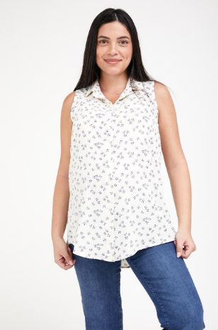 חולצת הריון קיקי ללא שרוול שחור לבן