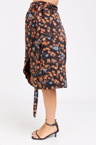 חצאית הריון מעטפת שחור פרחוני