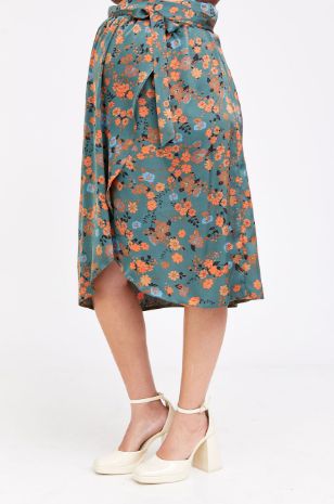 חצאית הריון מעטפת שחור פרחוני