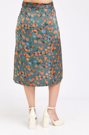 חצאית הריון מעטפת ירוק פרחוני