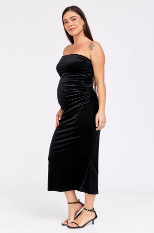 שמלת סטרפלס להריון קטיפה