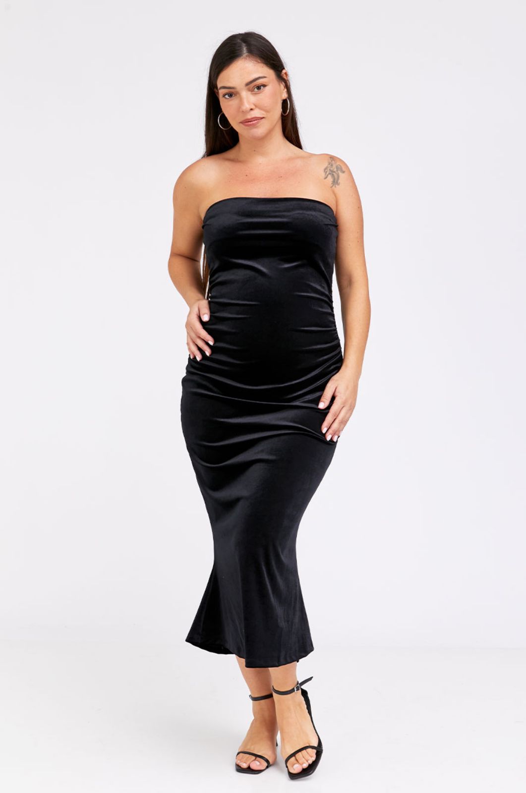 שמלת סטרפלס להריון קטיפה