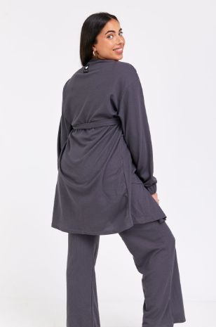 חלוק וופל להריון אפור כהה