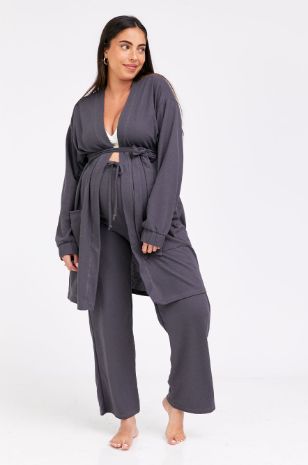 חלוק וופל להריון אפור כהה