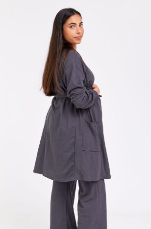 חלוק וופל להריון אפור כהה