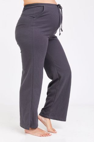 מכנסי הריון וופל אפור כהה