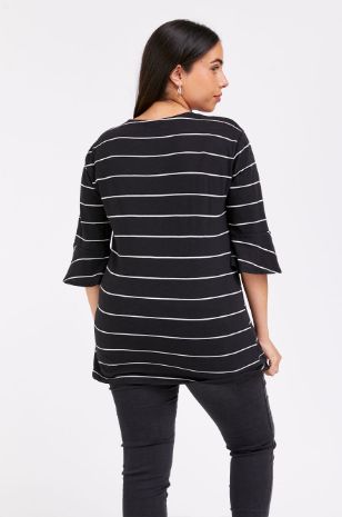 חולצת הריון בלינדה שחור פס דק