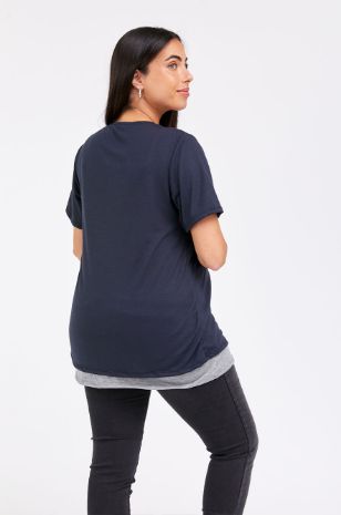 חולצת הנקה חצי שרוול נייבי אפור	