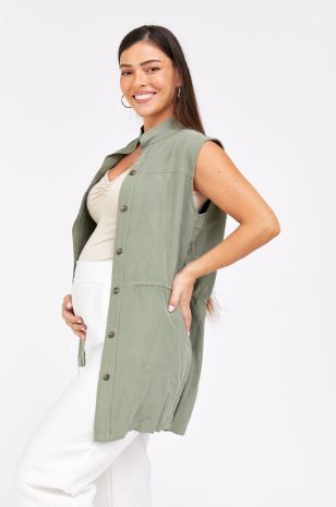 ז'קט הריון ללא שרוול מיקה זית